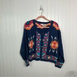 Vintage Nuovo Sweater Large Women Tribal Aztec Southwestern Colorful